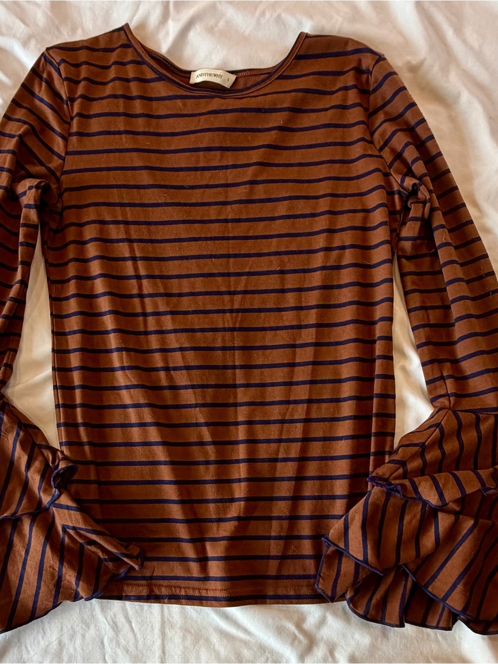 ANDTHEWHY Brown & Navy Striped Crewneck Tee